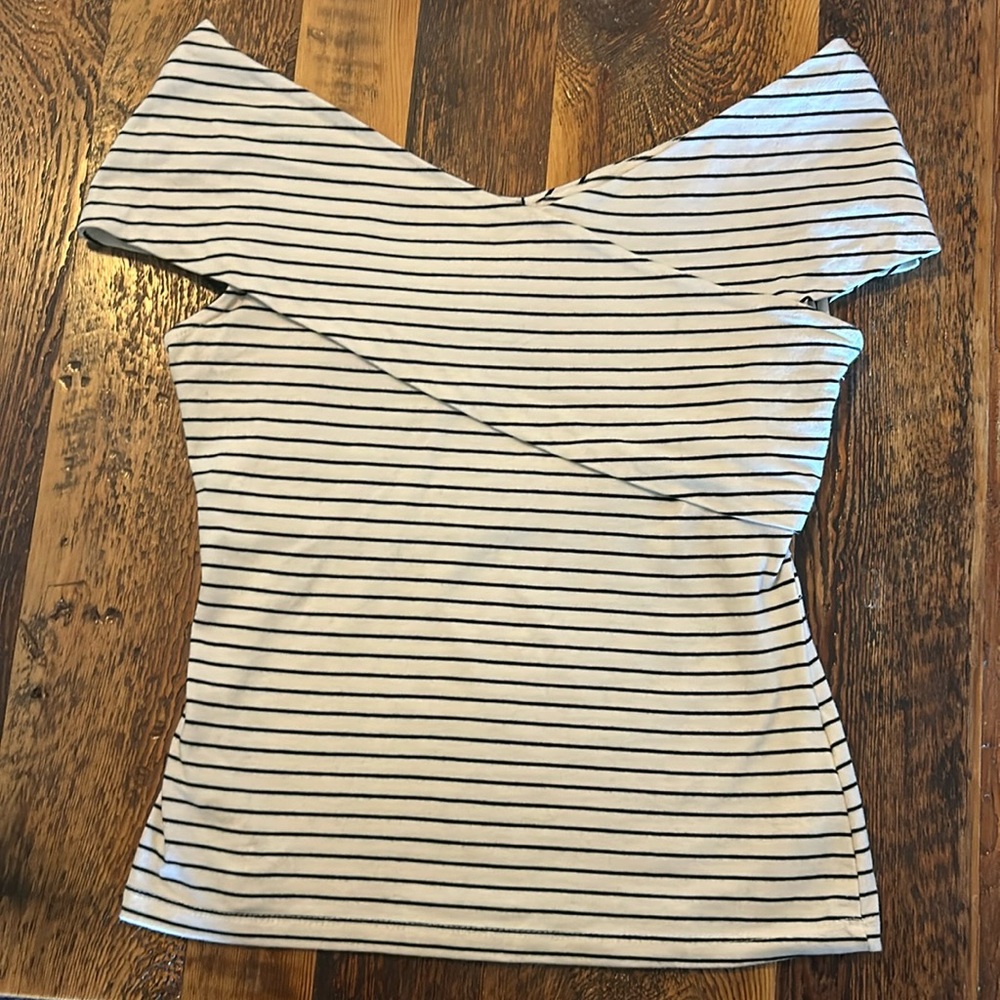 H&M off the shoulder striped shirt